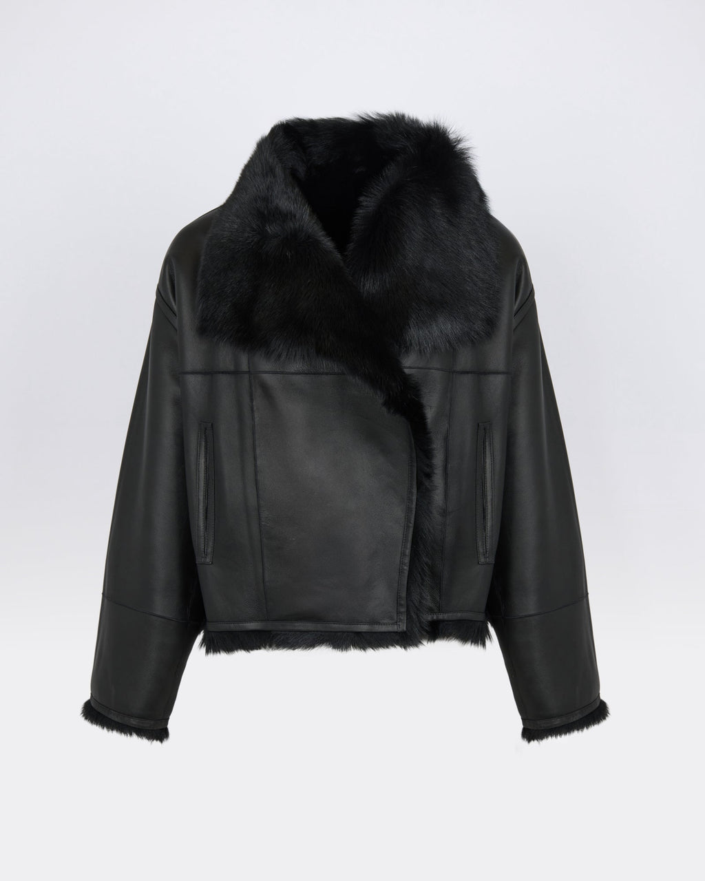 Reversible short Toscana lambskin shearling jacket