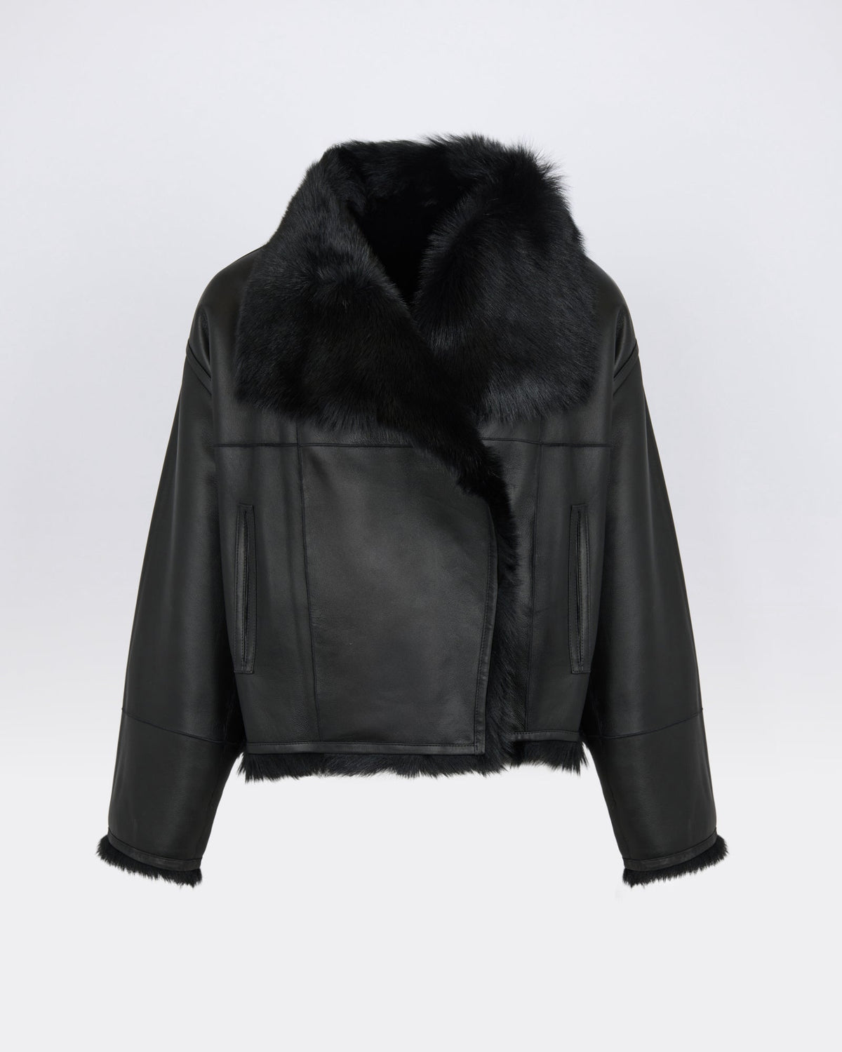 Reversible short Toscana lambskin shearling jacket