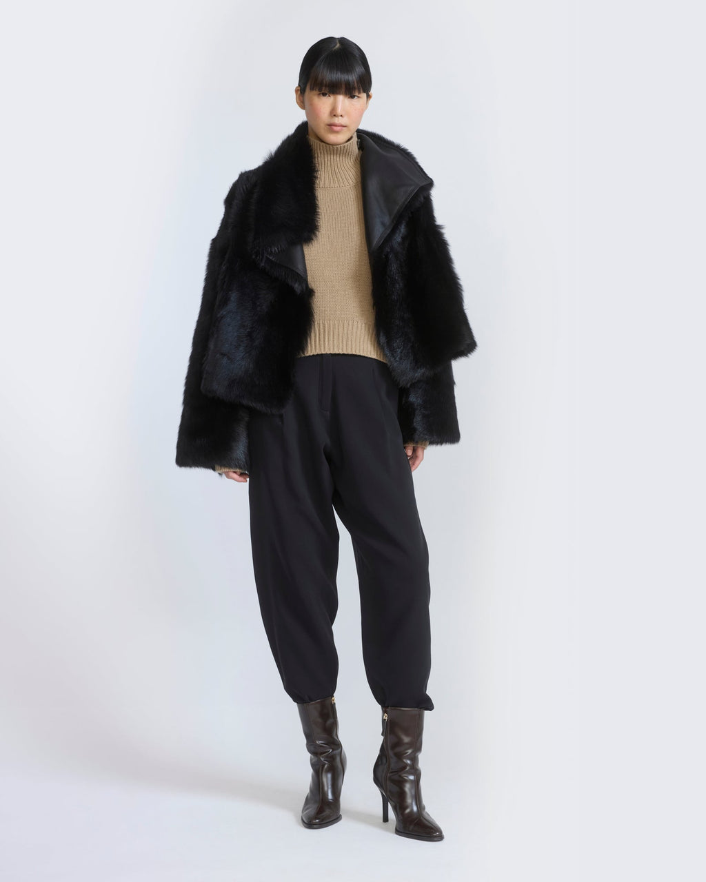 Reversible short Toscana lambskin shearling jacket