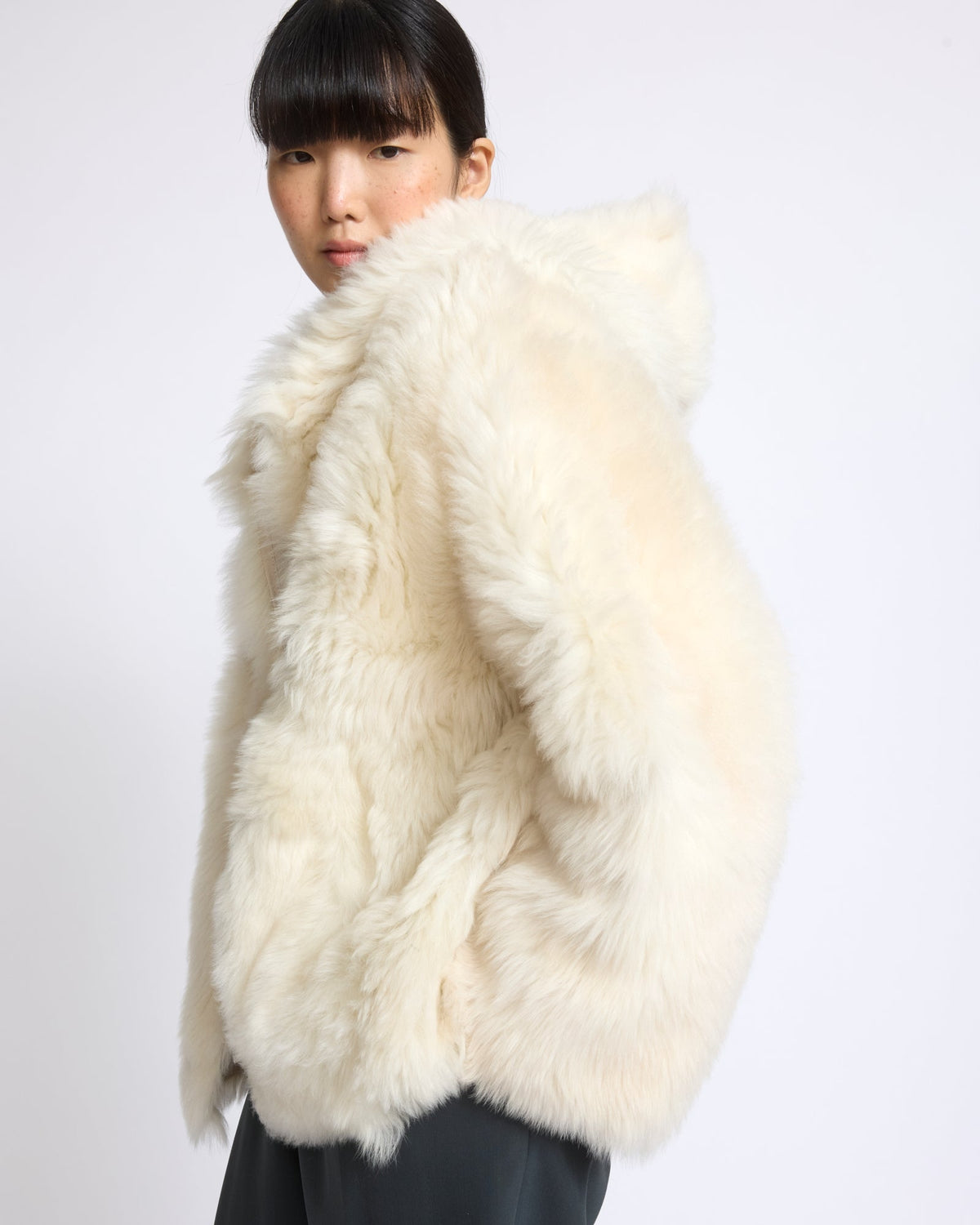 Reversible hooded Toscana lambskin shearling jacket