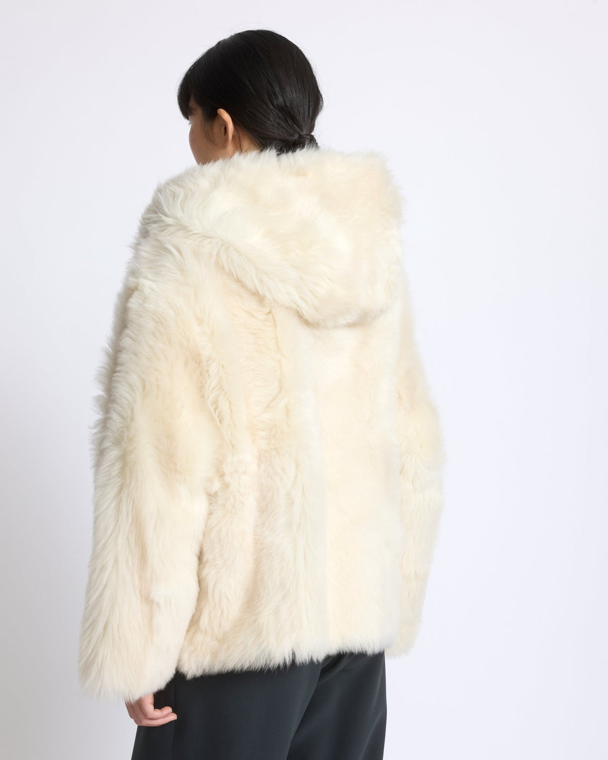 Reversible hooded Toscana lambskin shearling jacket