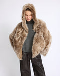 Reversible hooded Toscana lambskin shearling jacket
