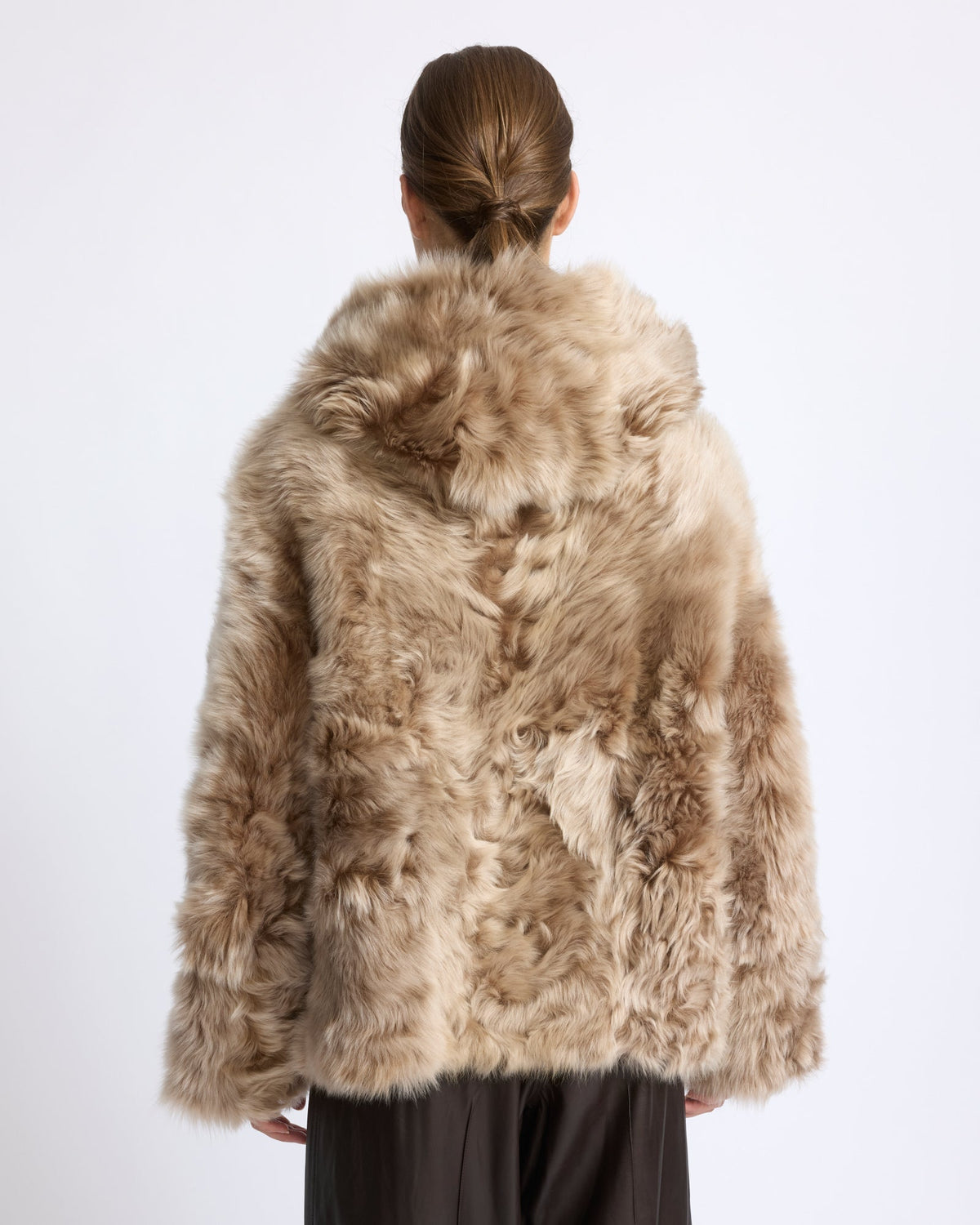 Reversible hooded Toscana lambskin shearling jacket