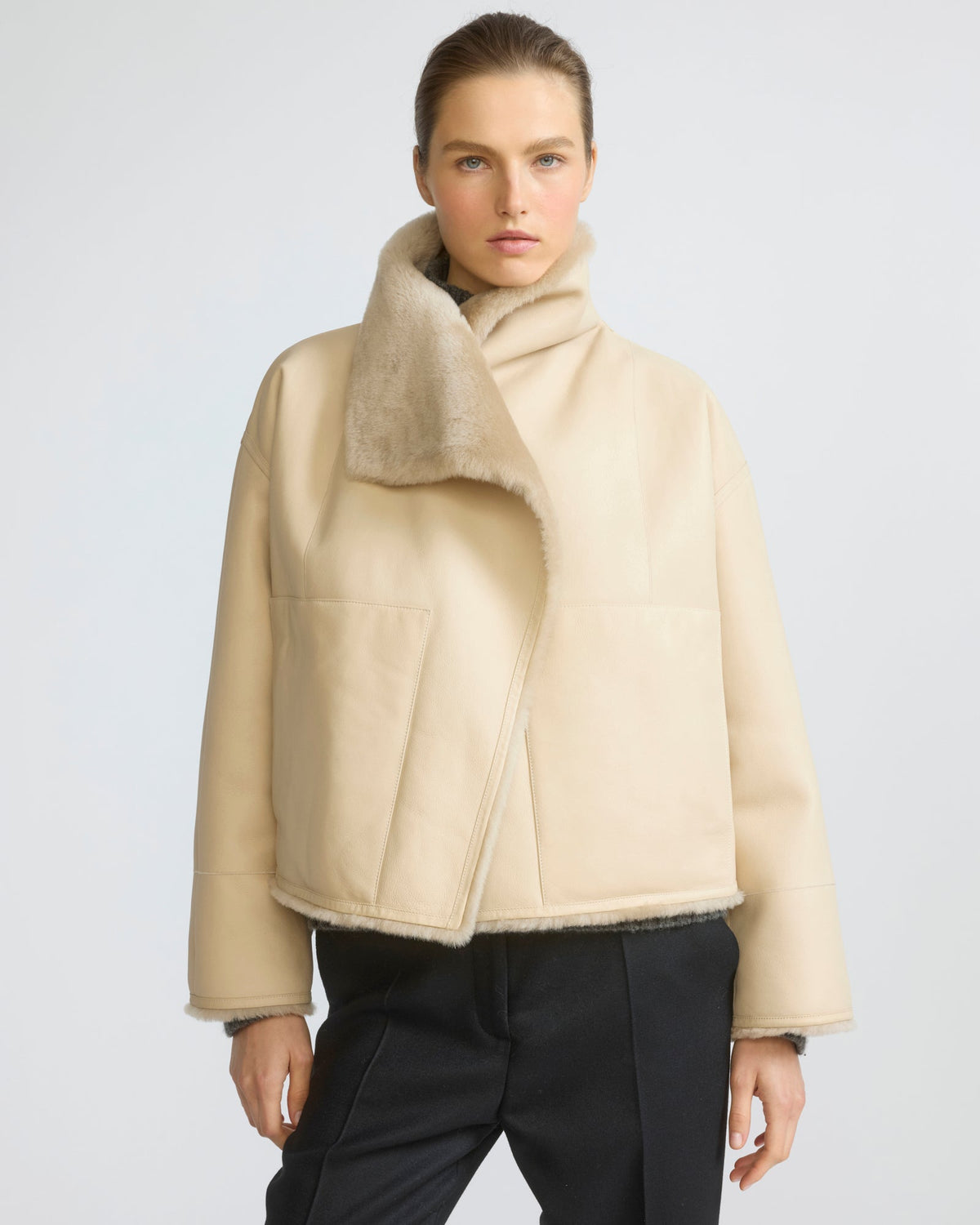 Reversible short Lacon lambskin shearling jacket