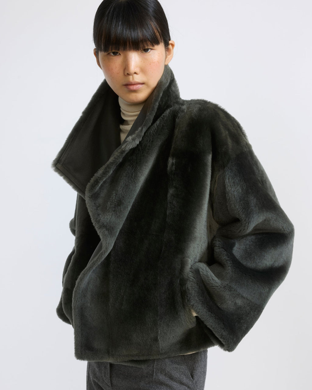 Reversible short Lacon lambskin shearling jacket