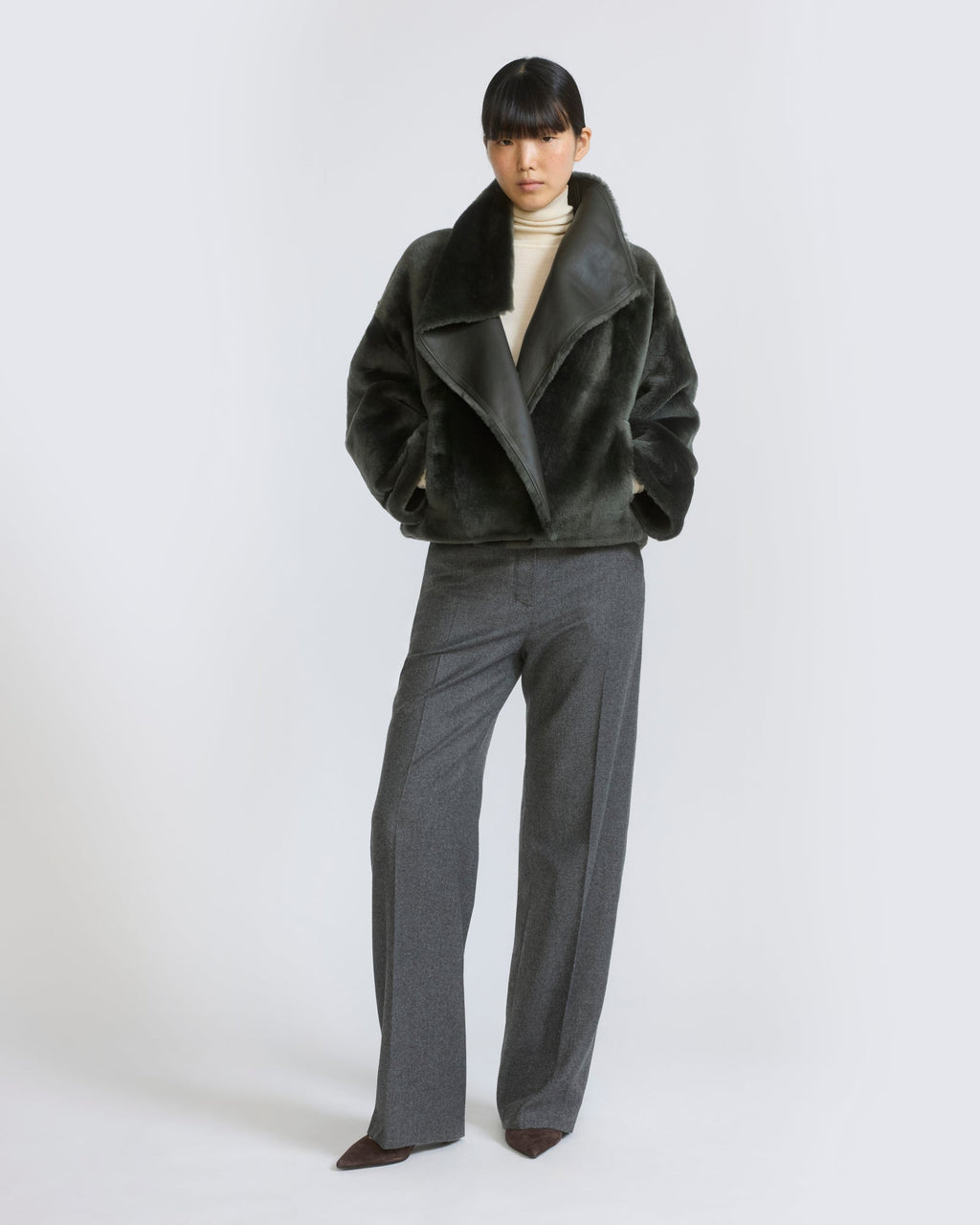 Reversible short Lacon lambskin shearling jacket