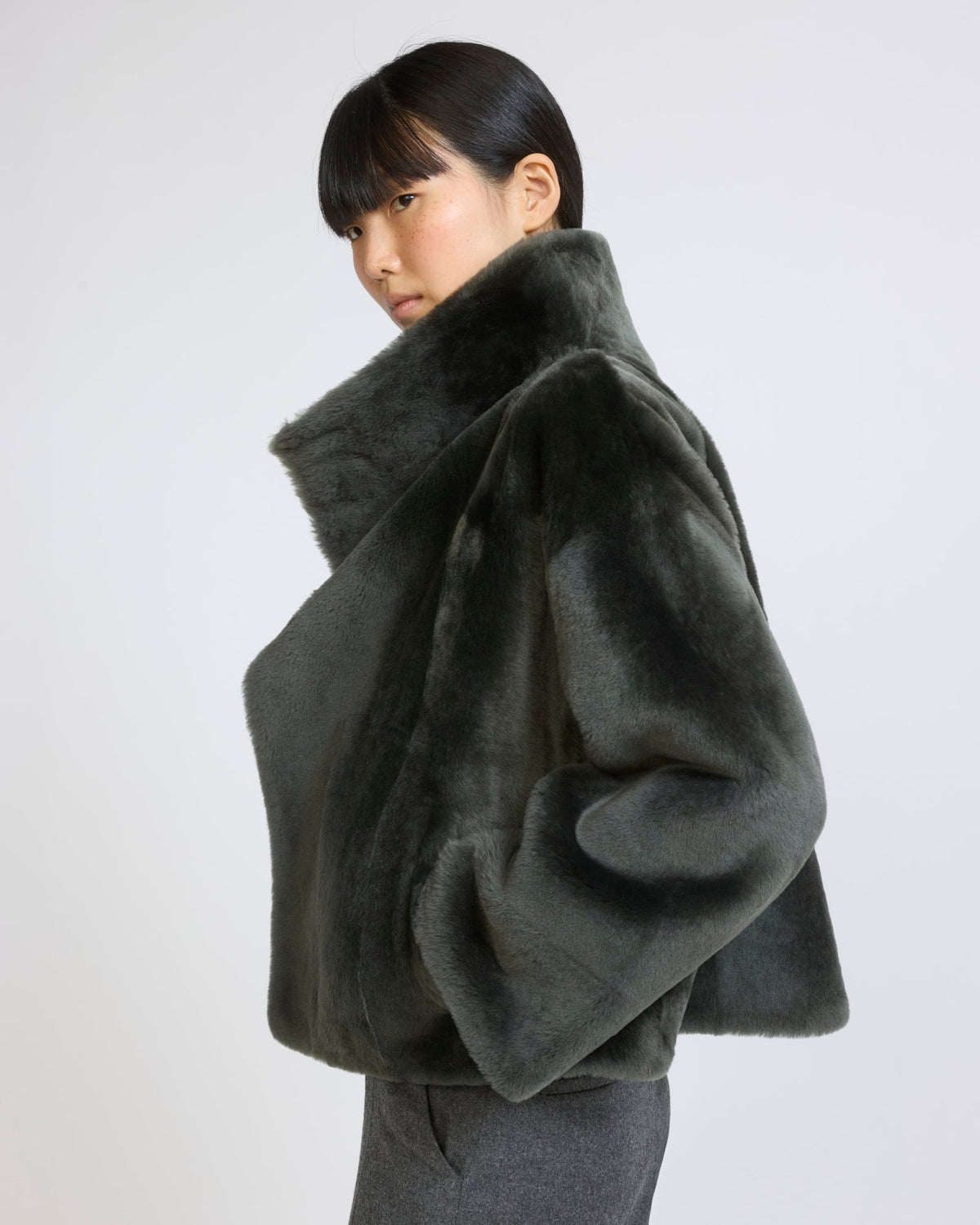 Reversible short Lacon lambskin shearling jacket