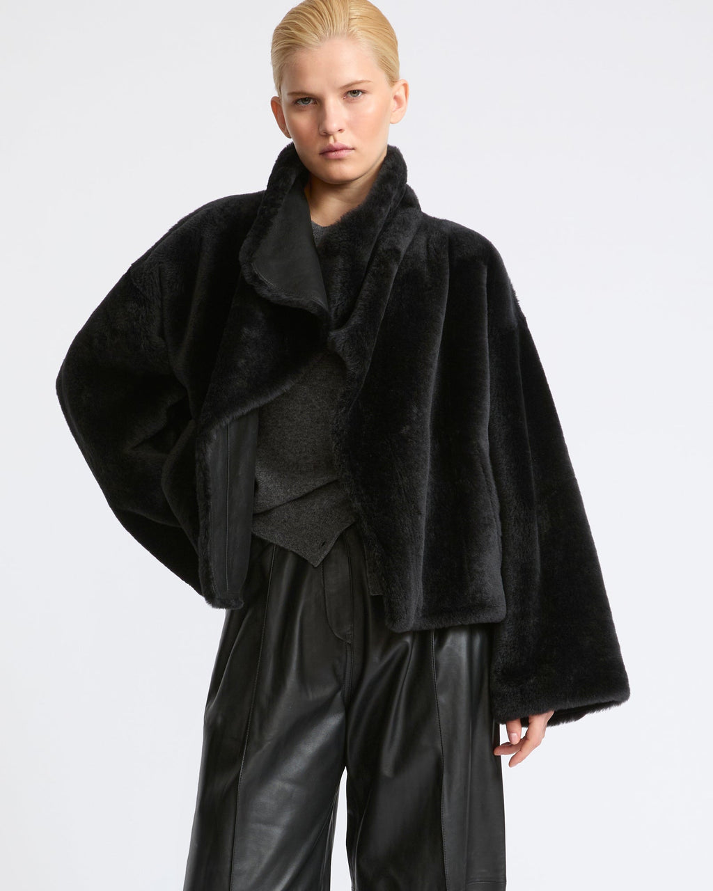 Reversible short Lacon lambskin shearling jacket