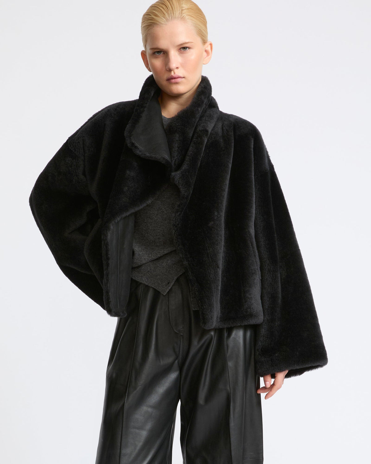 Reversible short Lacon lambskin shearling jacket