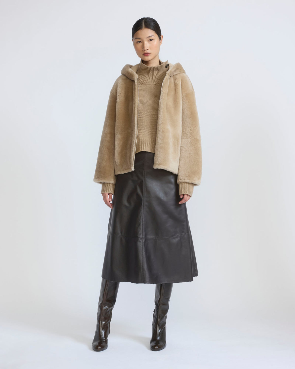 Hooded Merino lambskin shearling jacket
