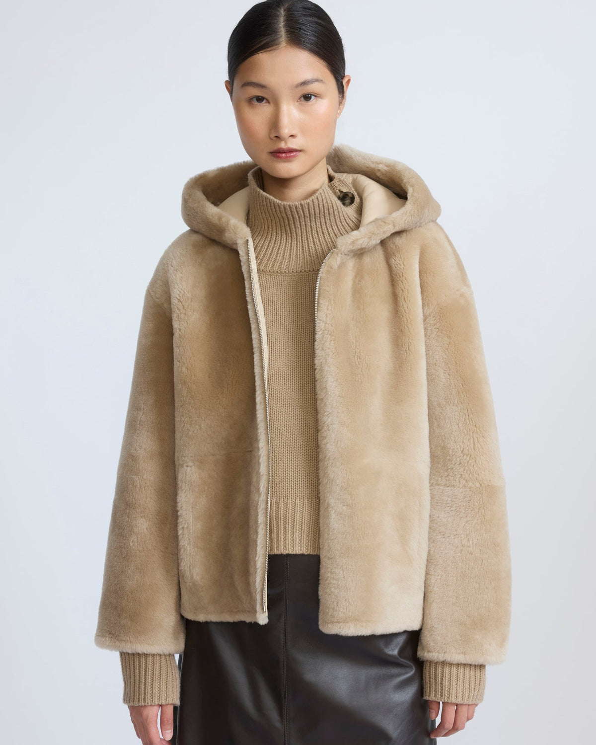 Hooded Merino lambskin shearling jacket