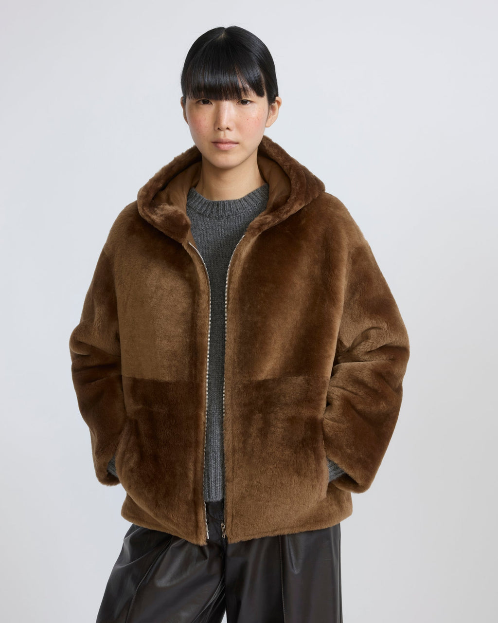 Hooded Merino lambskin shearling jacket