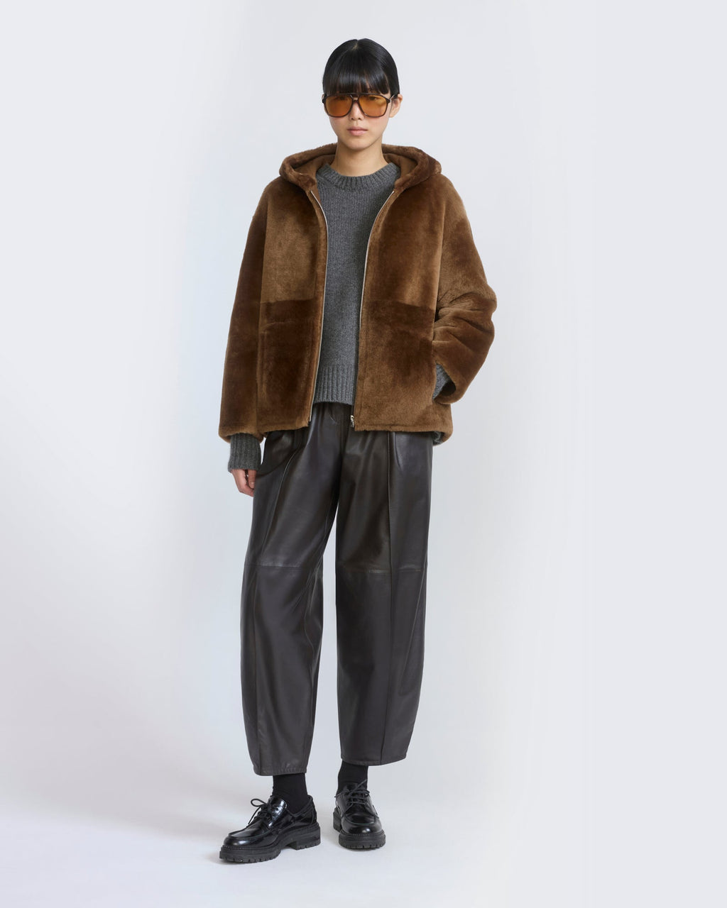 Hooded Merino lambskin shearling jacket
