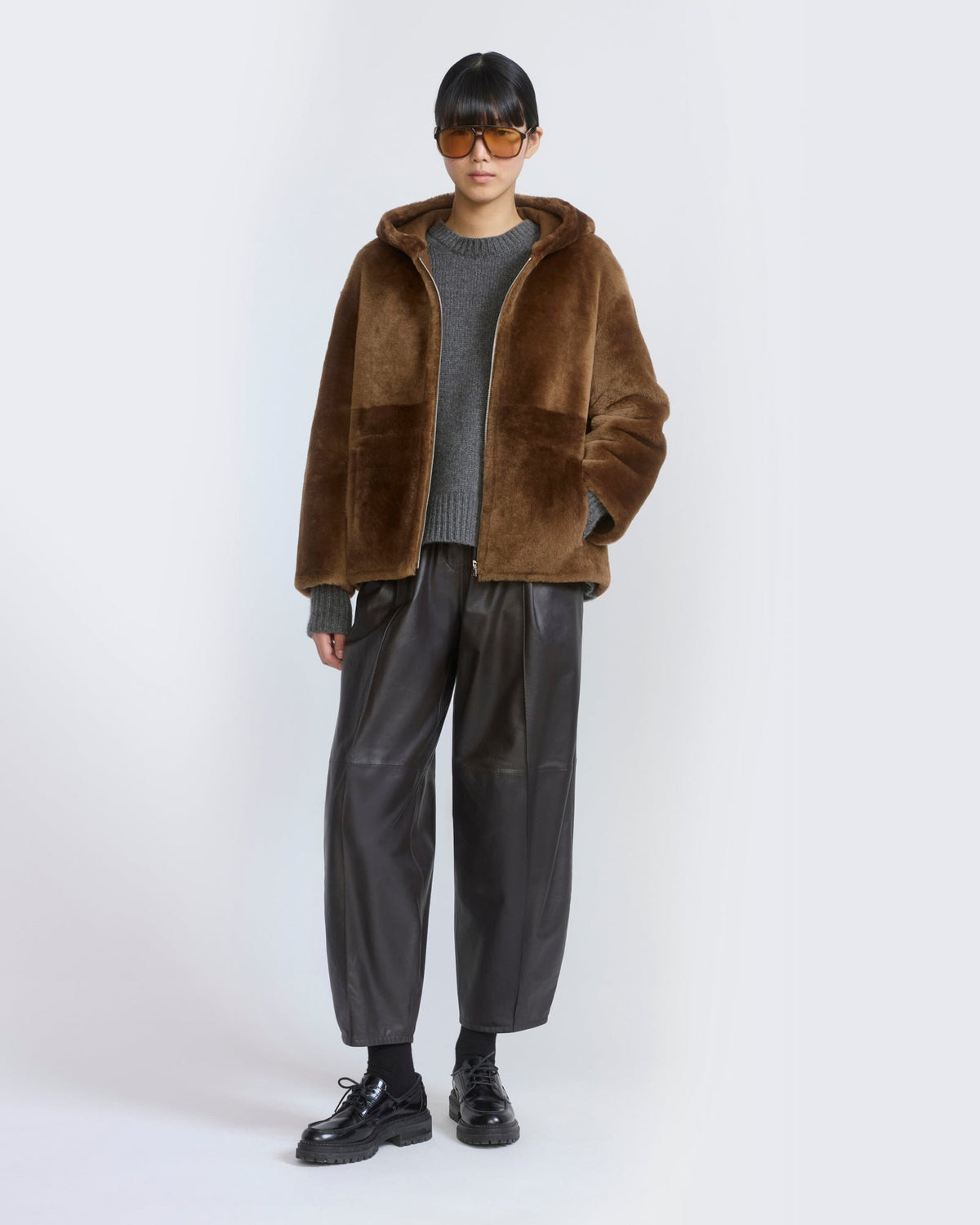 Hooded Merino lambskin shearling jacket