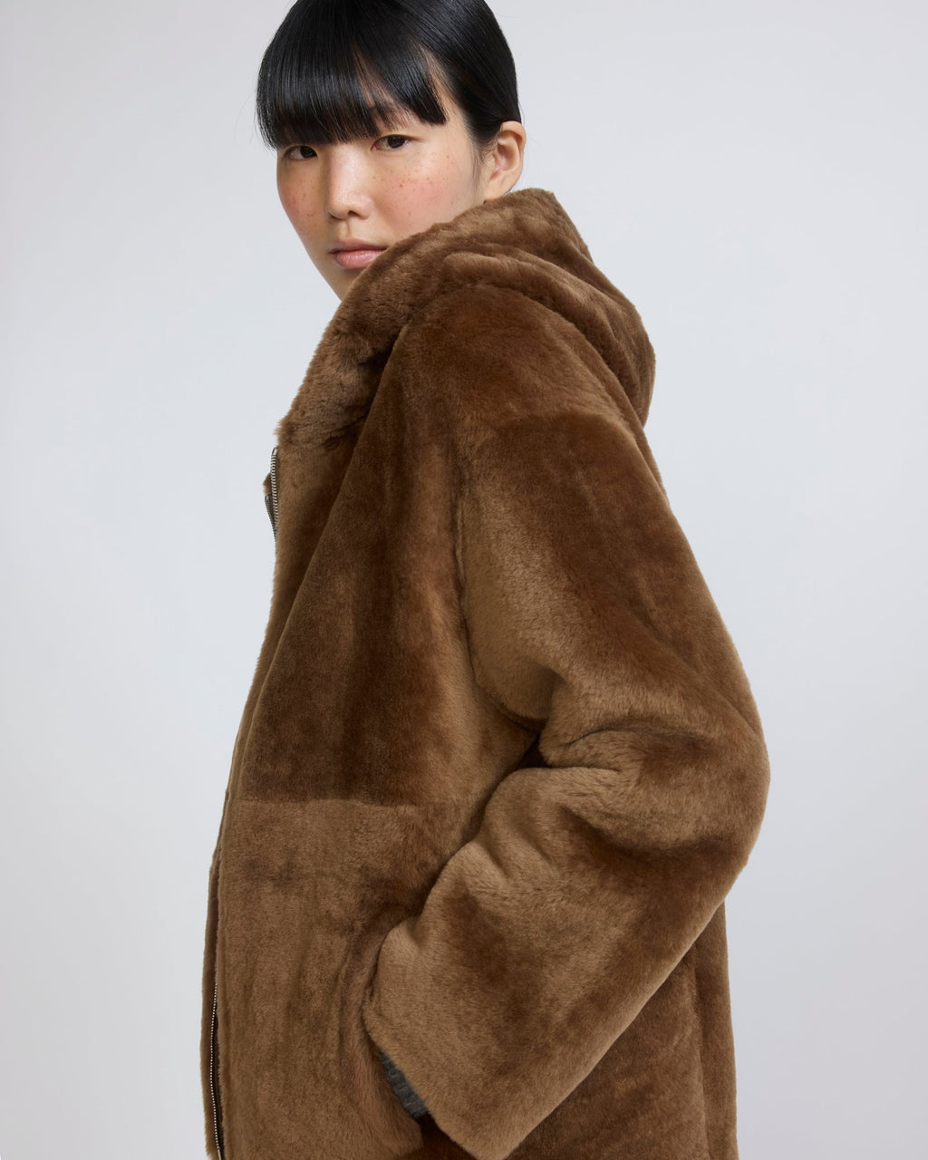 Hooded Merino lambskin shearling jacket