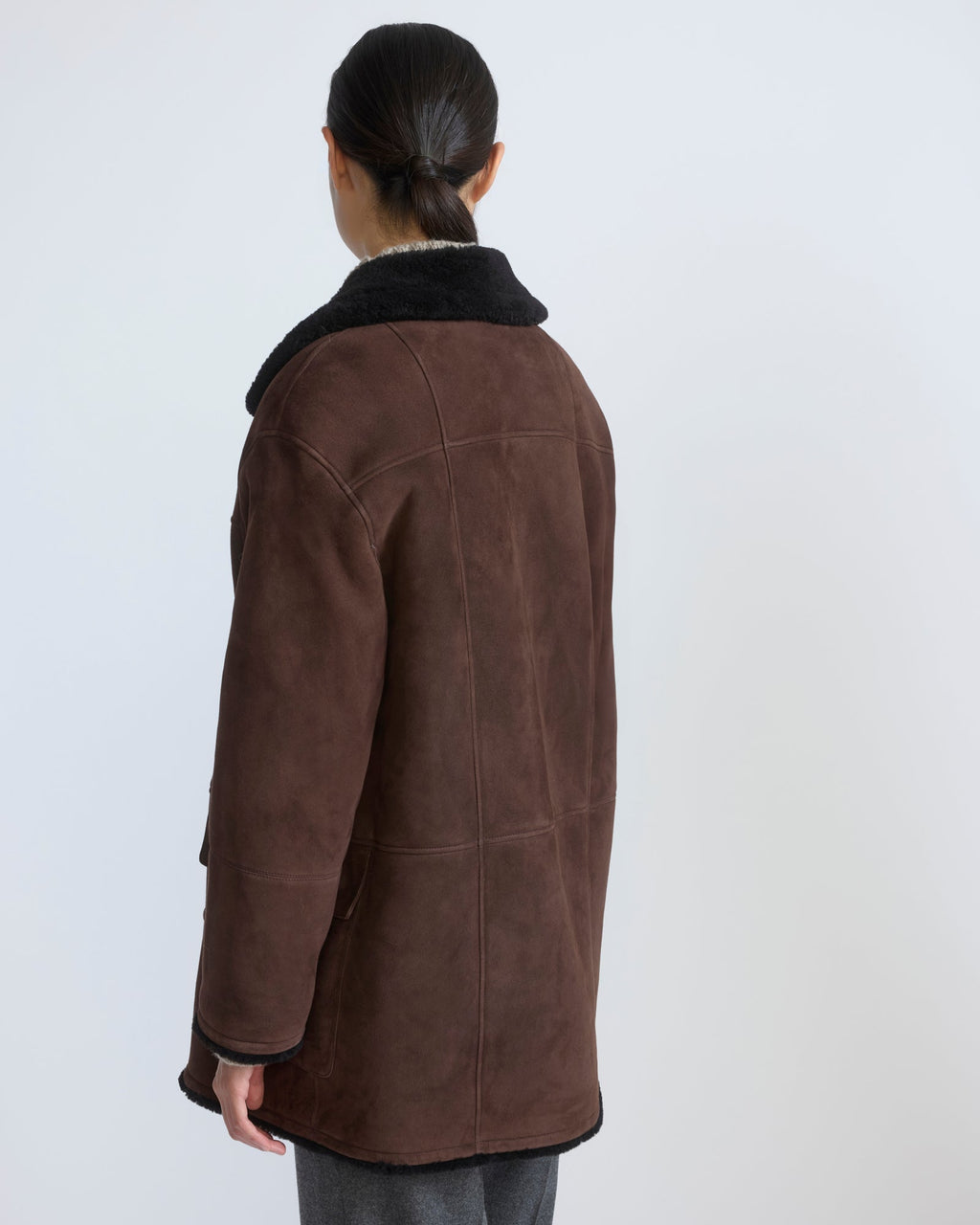 Curly Merino lambskin shearling pea coat