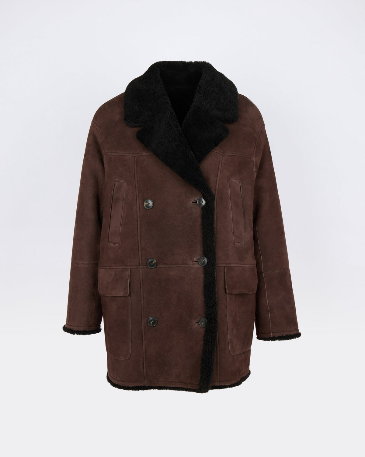 Curly Merino lambskin shearling pea coat