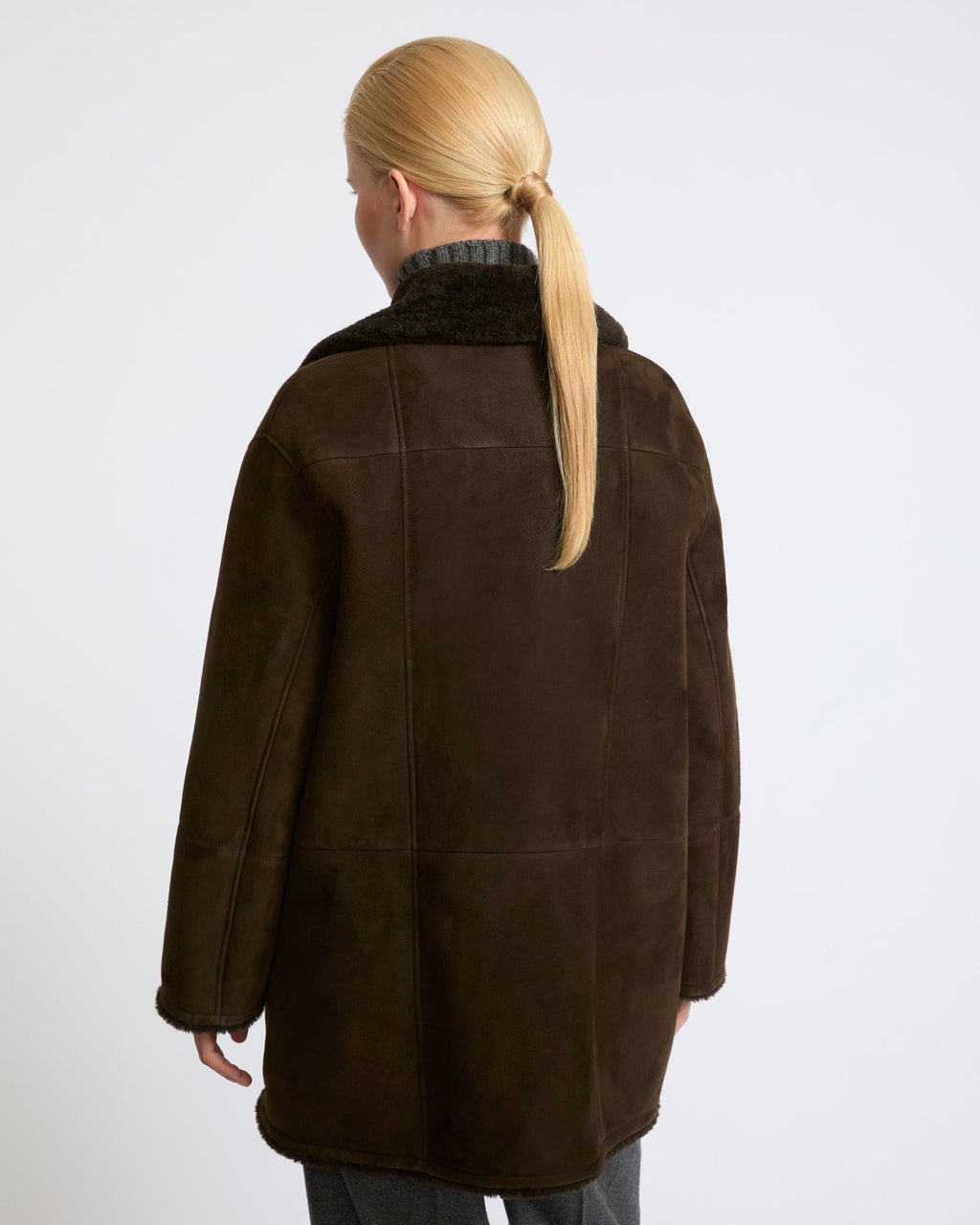 Curly Merino lambskin shearling pea coat