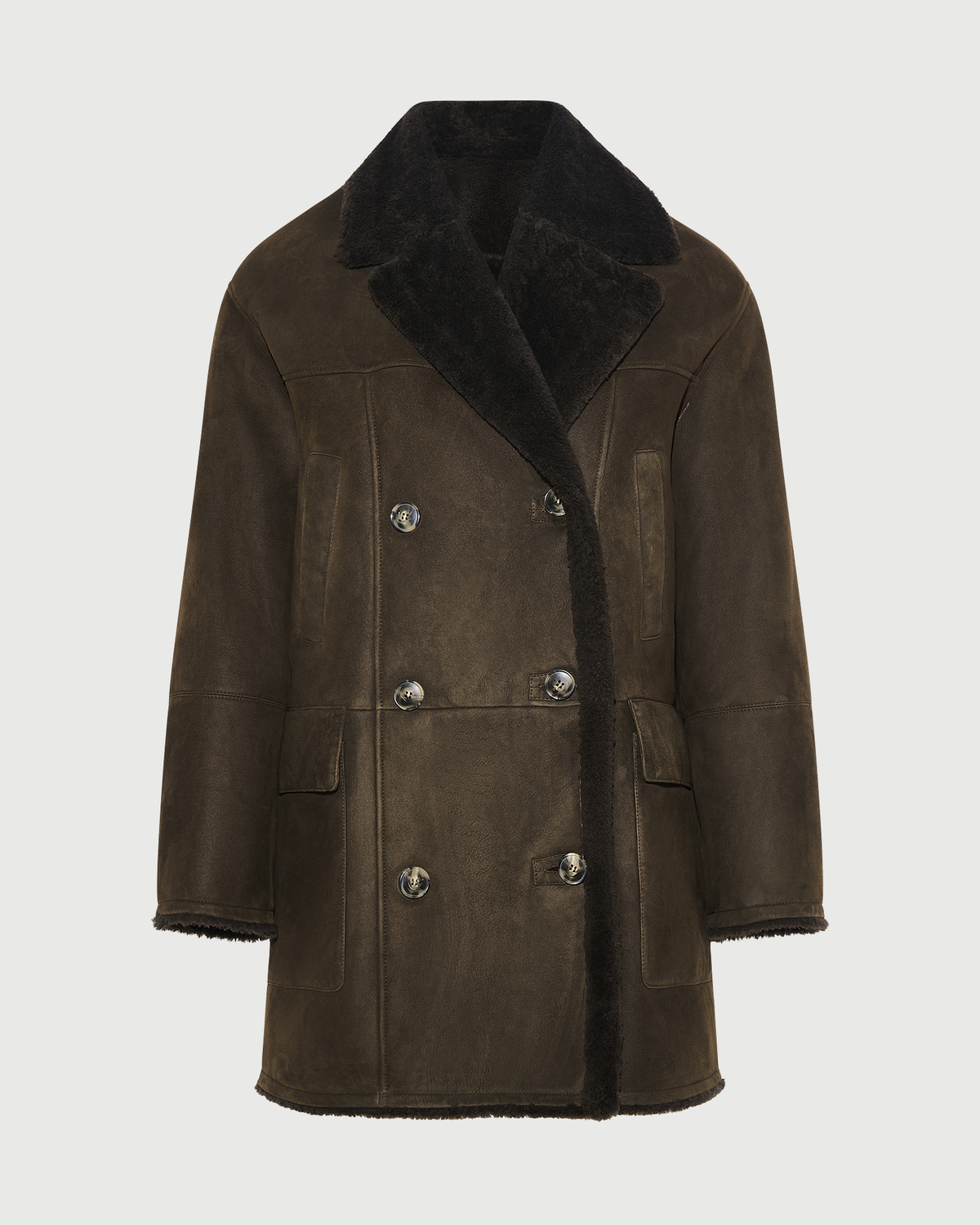Curly Merino lambskin shearling pea coat