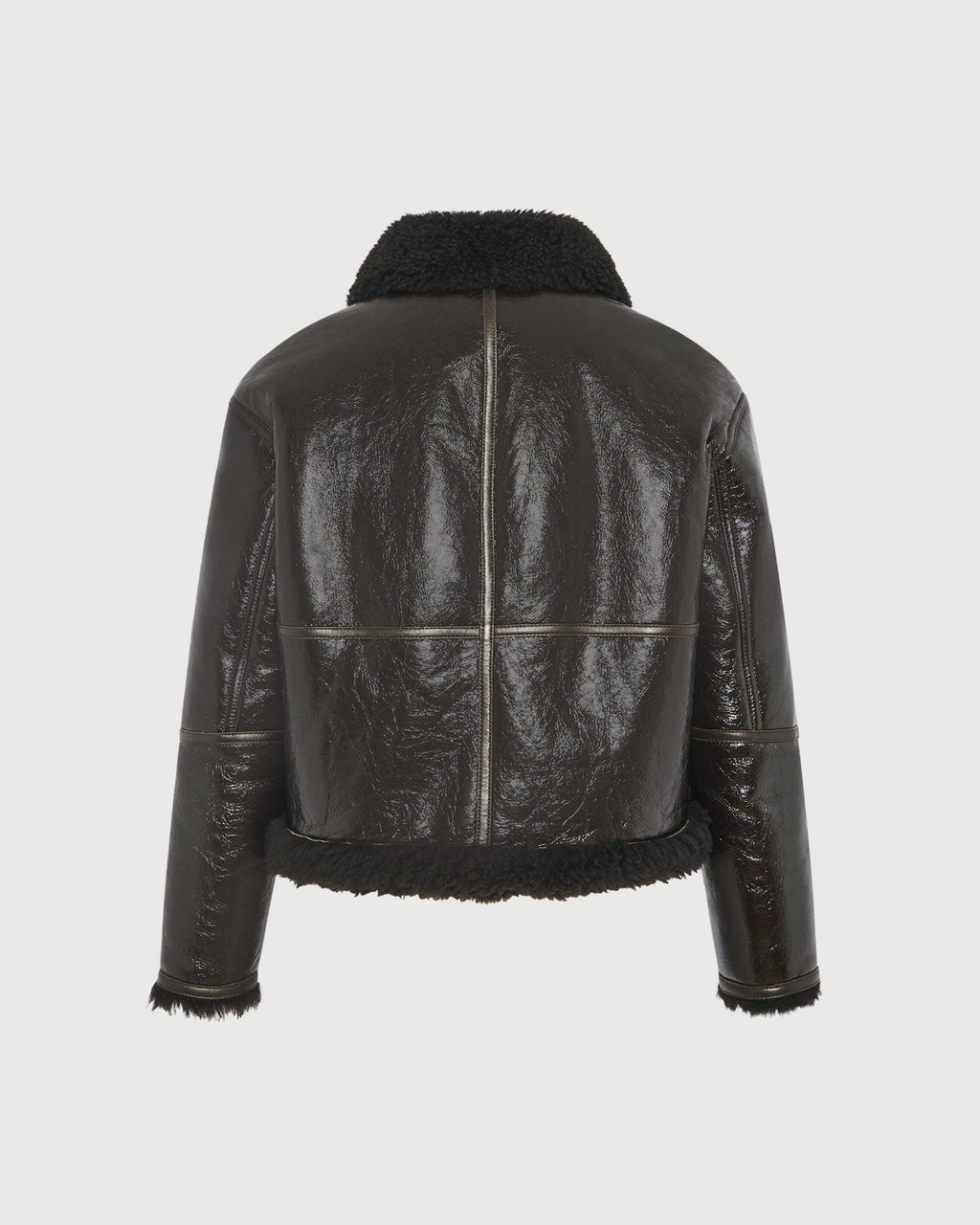 Short varnished Merinillo lambskin shearling jacket
