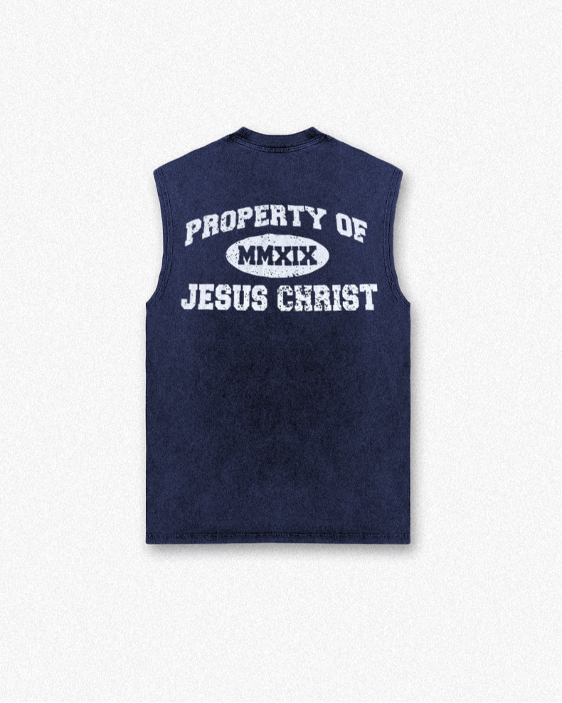 Jesus is King Muscle Tee - Navy Blue