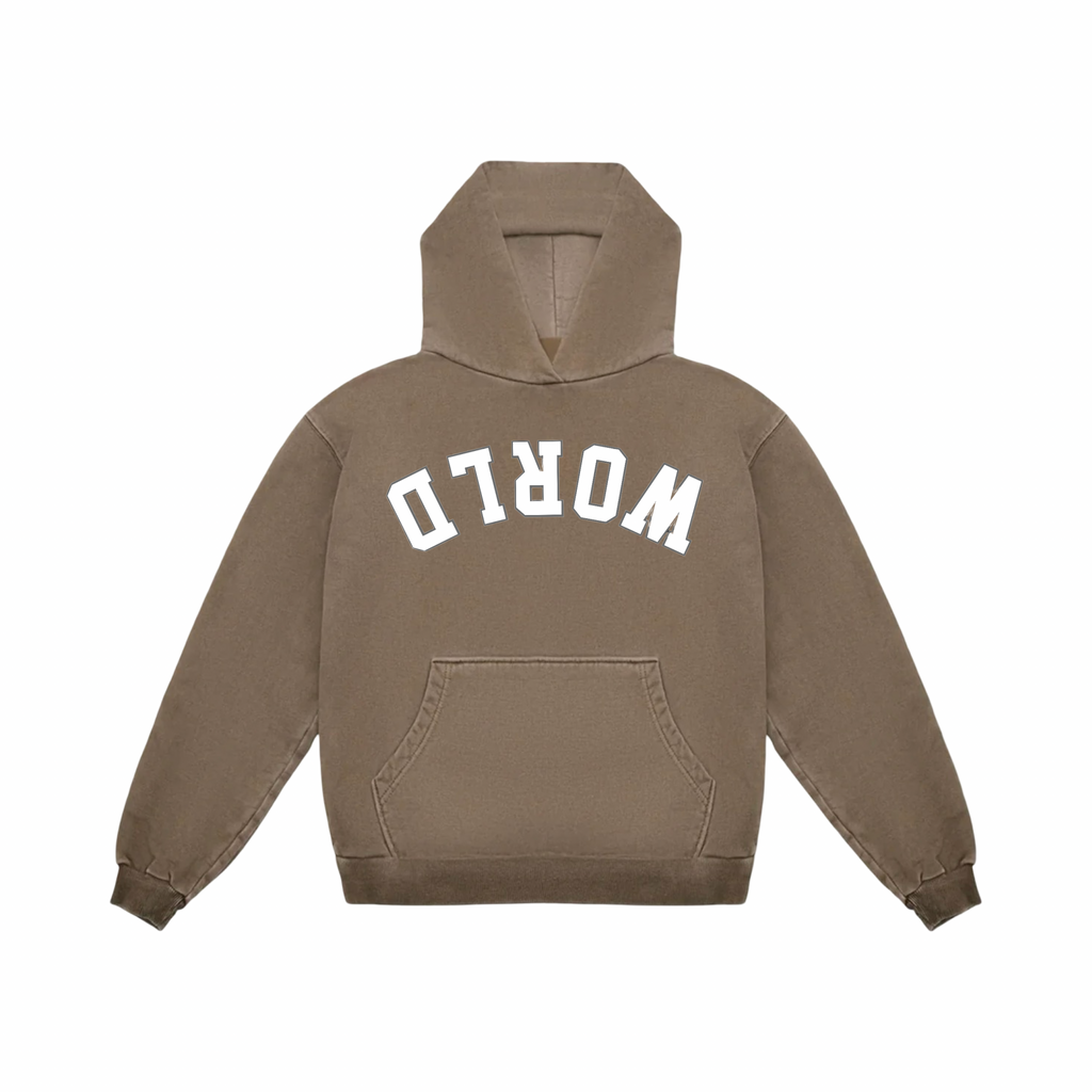 Upside Down World Hoodie — Baptist Brown