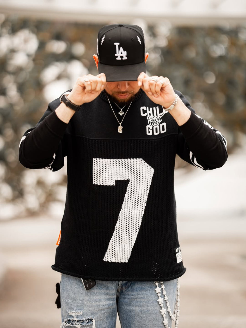 Child of God Knitted Jersey - Covenant Black (Oversized Fit)