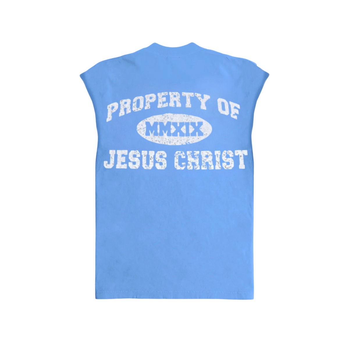 Jesus is King Muscle Tee - Carolina Blue
