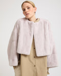 Short cape in long-haired mink fur