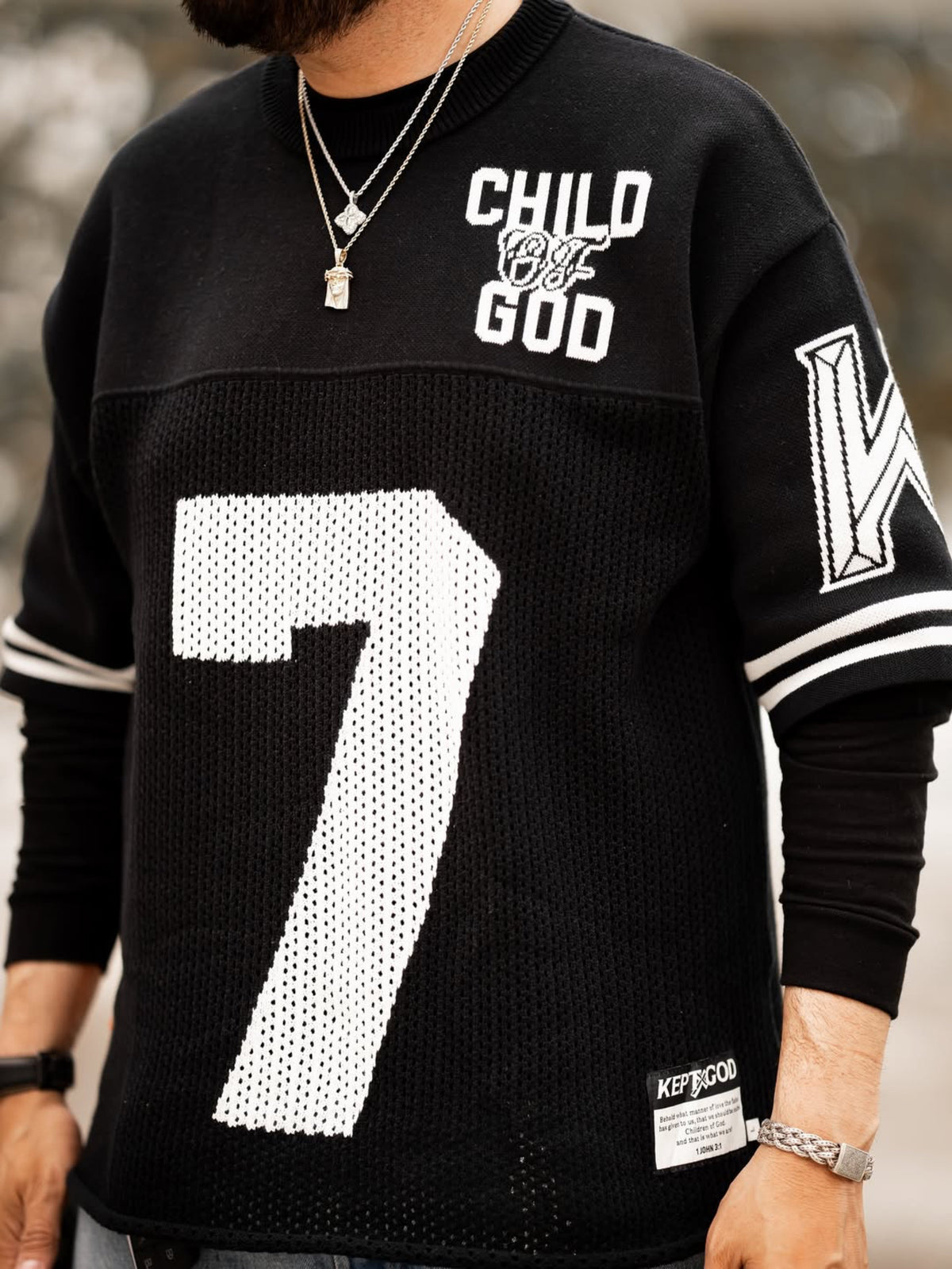 Child of God Knitted Jersey - Covenant Black (Oversized Fit)