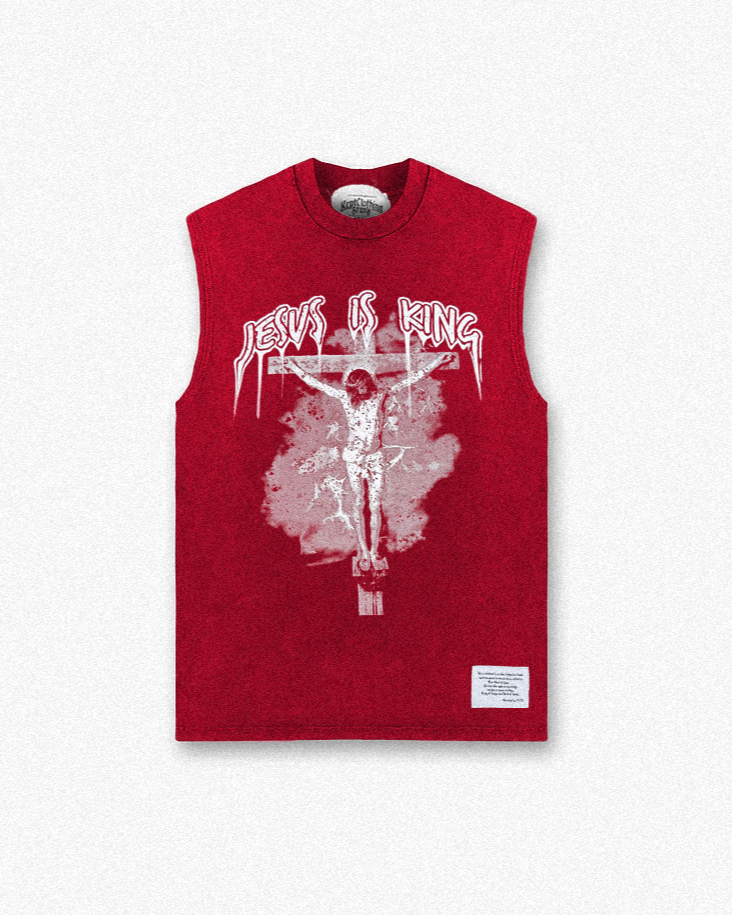 Jesus is King Muscle Tee - Vintage Red