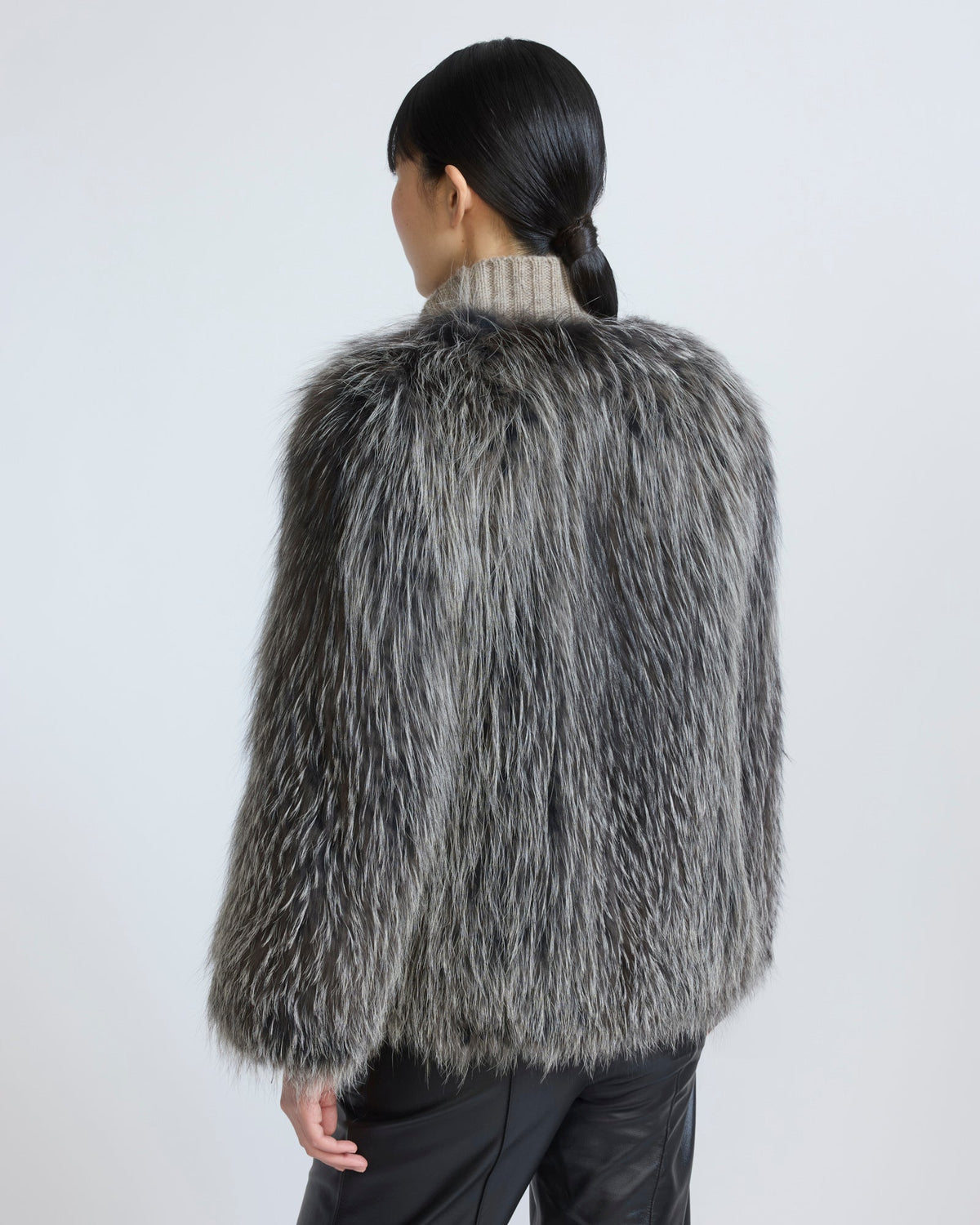 Knitted short fox fur jacket
