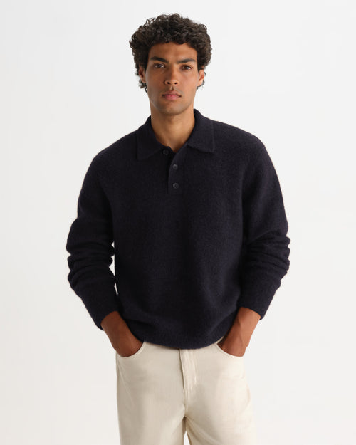 Ashford - Navy Fluffy Wool Polo