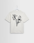 Dean - Off White And Black Painted Flower Print T-Shirt