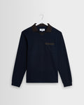 Pendal - Navy And Brown Long-Sleeve Organic Cotton Polo