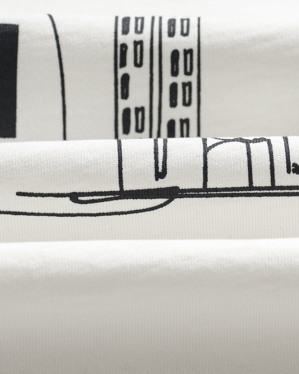 Milton - Ecru And Navy Doodle Graphic Organic Cotton T-Shirt