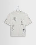 Milton - Ecru And Navy Doodle Graphic Organic Cotton T-Shirt