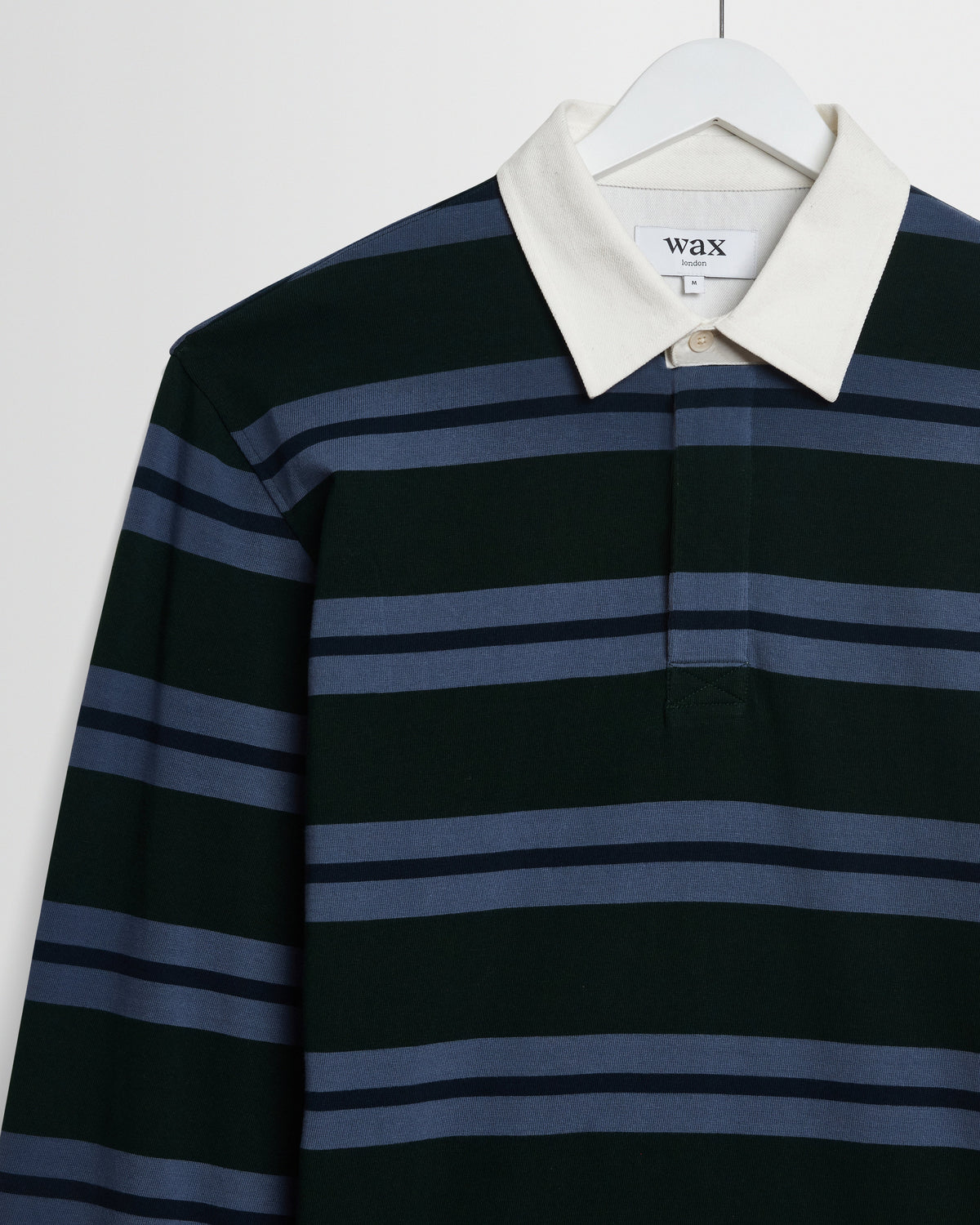 Rowhill - Bottle Green And Blue Mirror Stripe Loopback Rugby Shirt