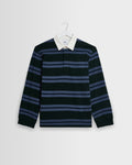 Rowhill - Bottle Green And Blue Mirror Stripe Loopback Rugby Shirt