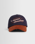 Tranton - Navy And Rust Contrast Corduroy Trucker Cap