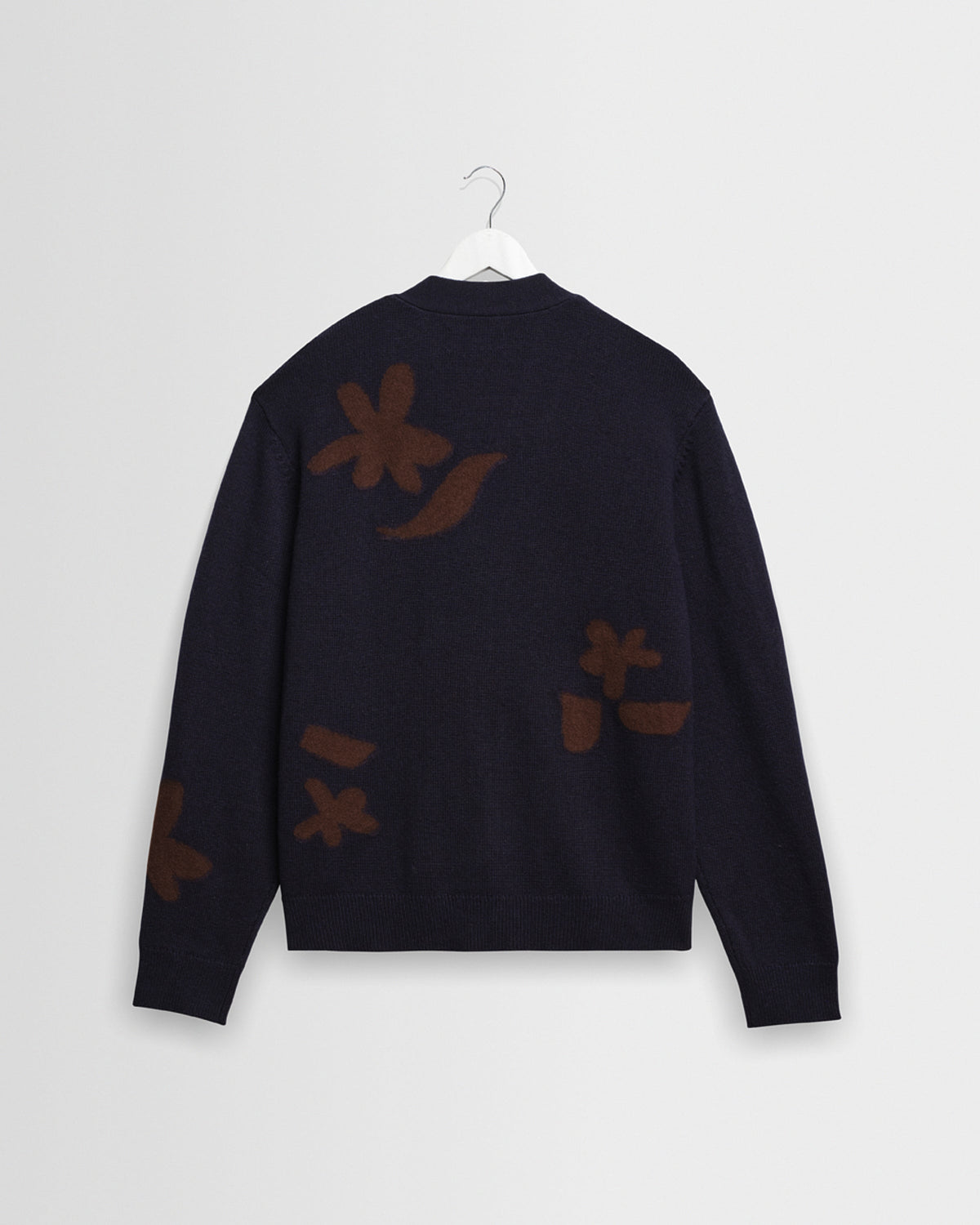 Walker - Navy And Brown Felted Applique Knit Cardigan