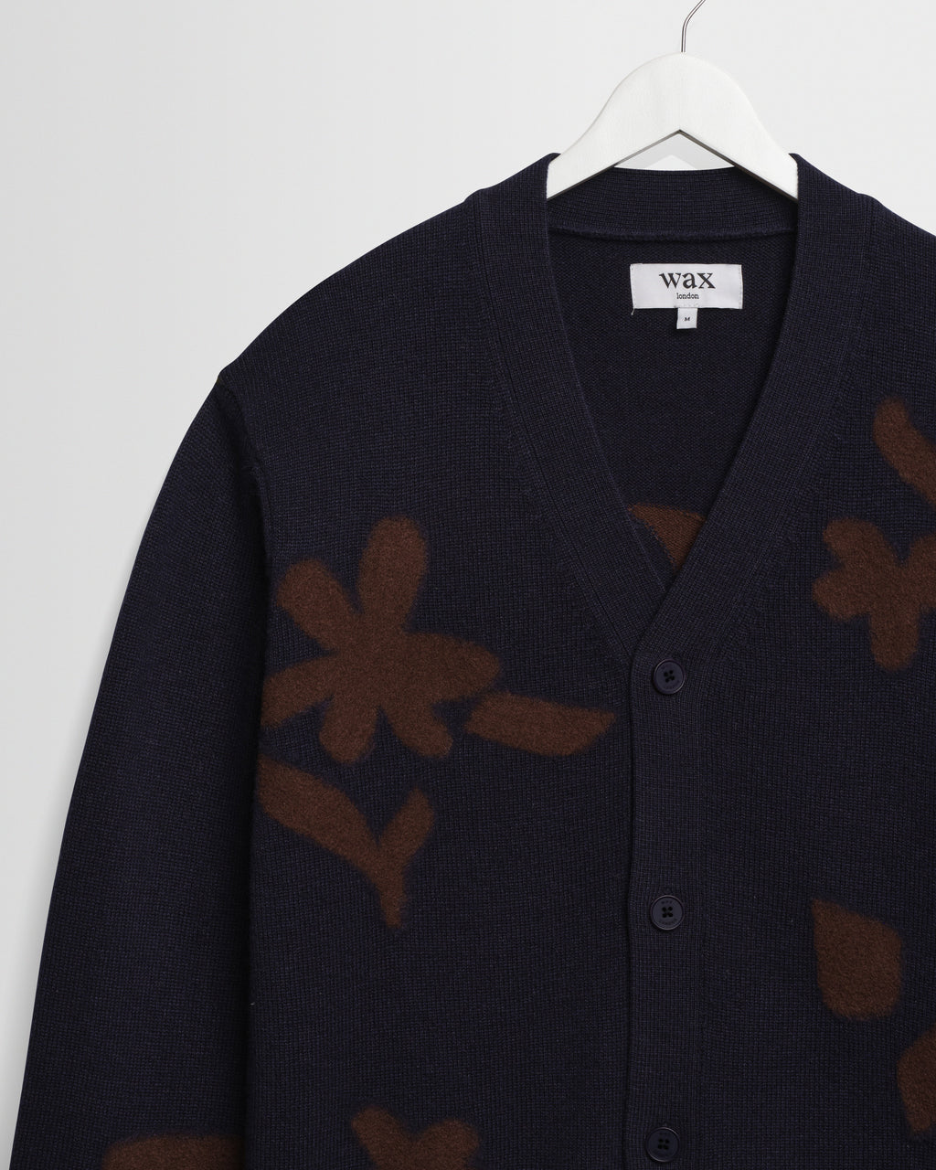 Walker - Navy And Brown Felted Applique Knit Cardigan