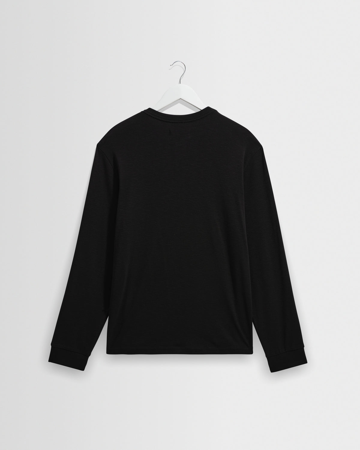 Caleb - Black Brushed Organic Cotton Henley Long-Sleeve T-Shirt