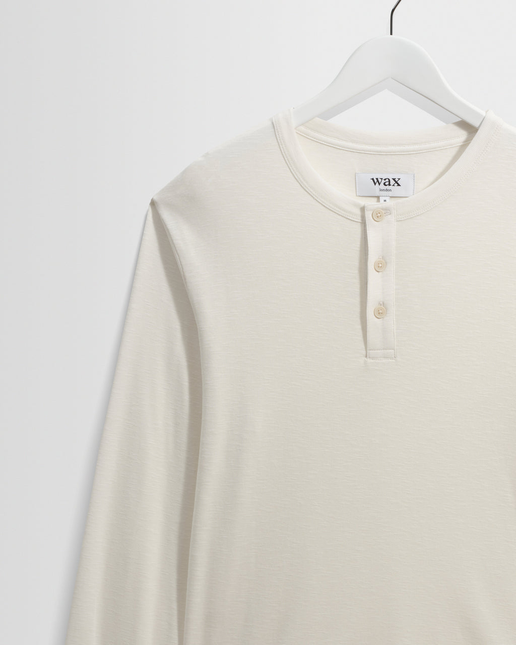 Caleb - Ecru Brushed Organic Cotton Henley Long-Sleeve T-Shirt