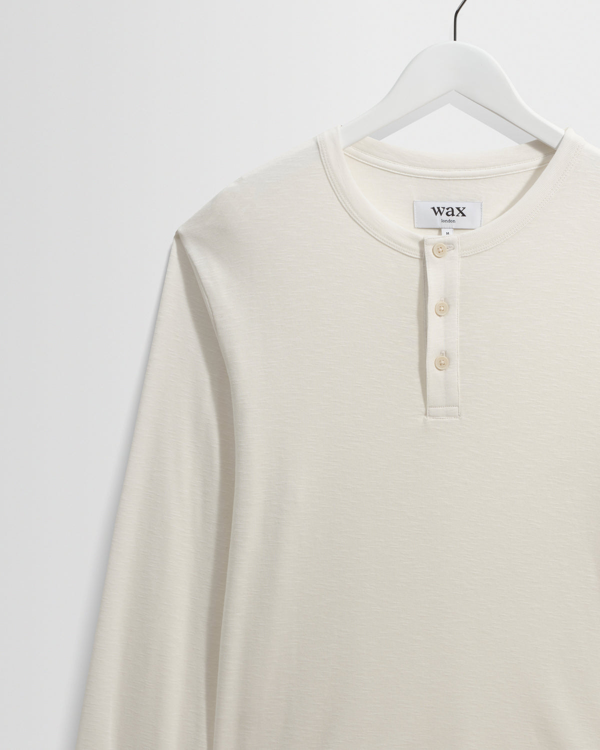 Caleb - Ecru Brushed Organic Cotton Henley Long-Sleeve T-Shirt