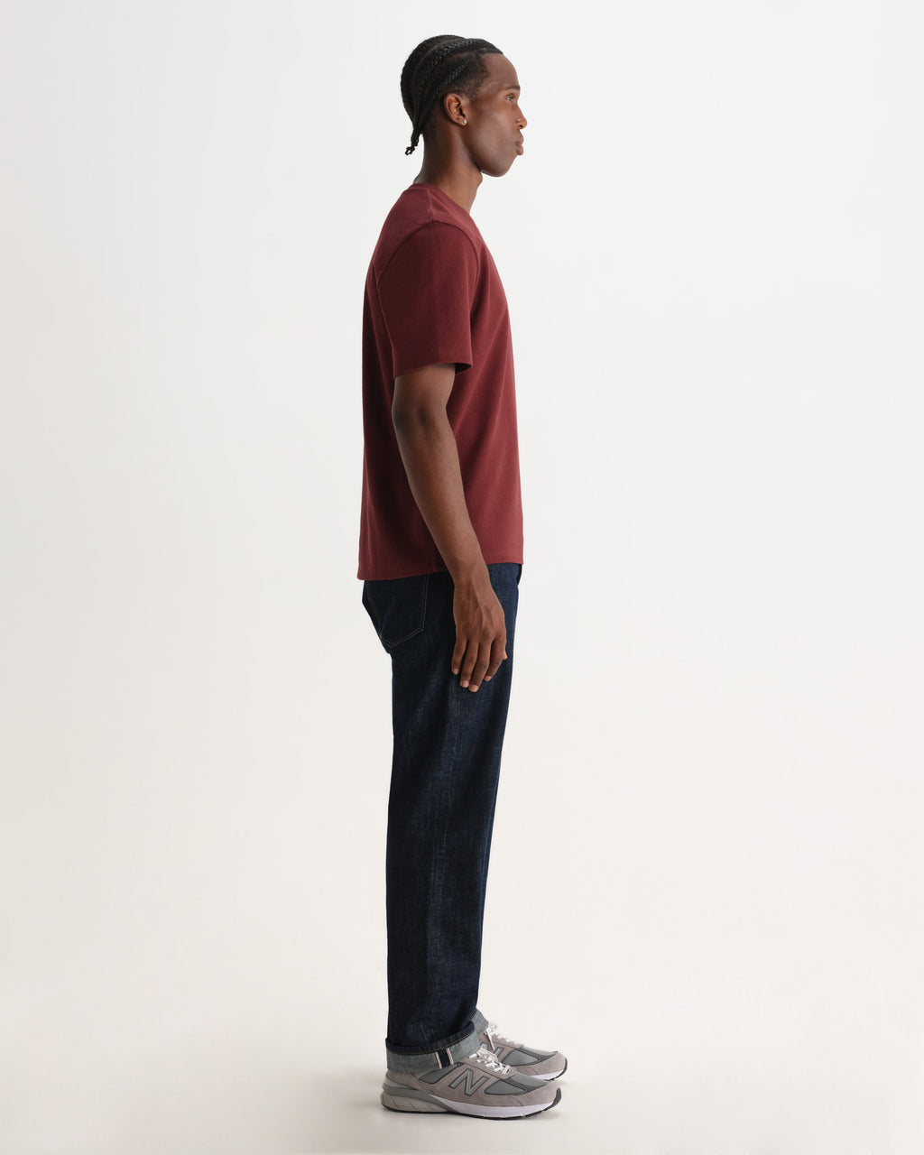 Dean - Maroon Textured Organic Cotton T-Shirt