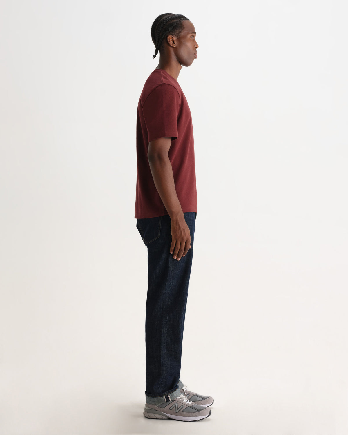 Dean - Maroon Textured Organic Cotton T-Shirt