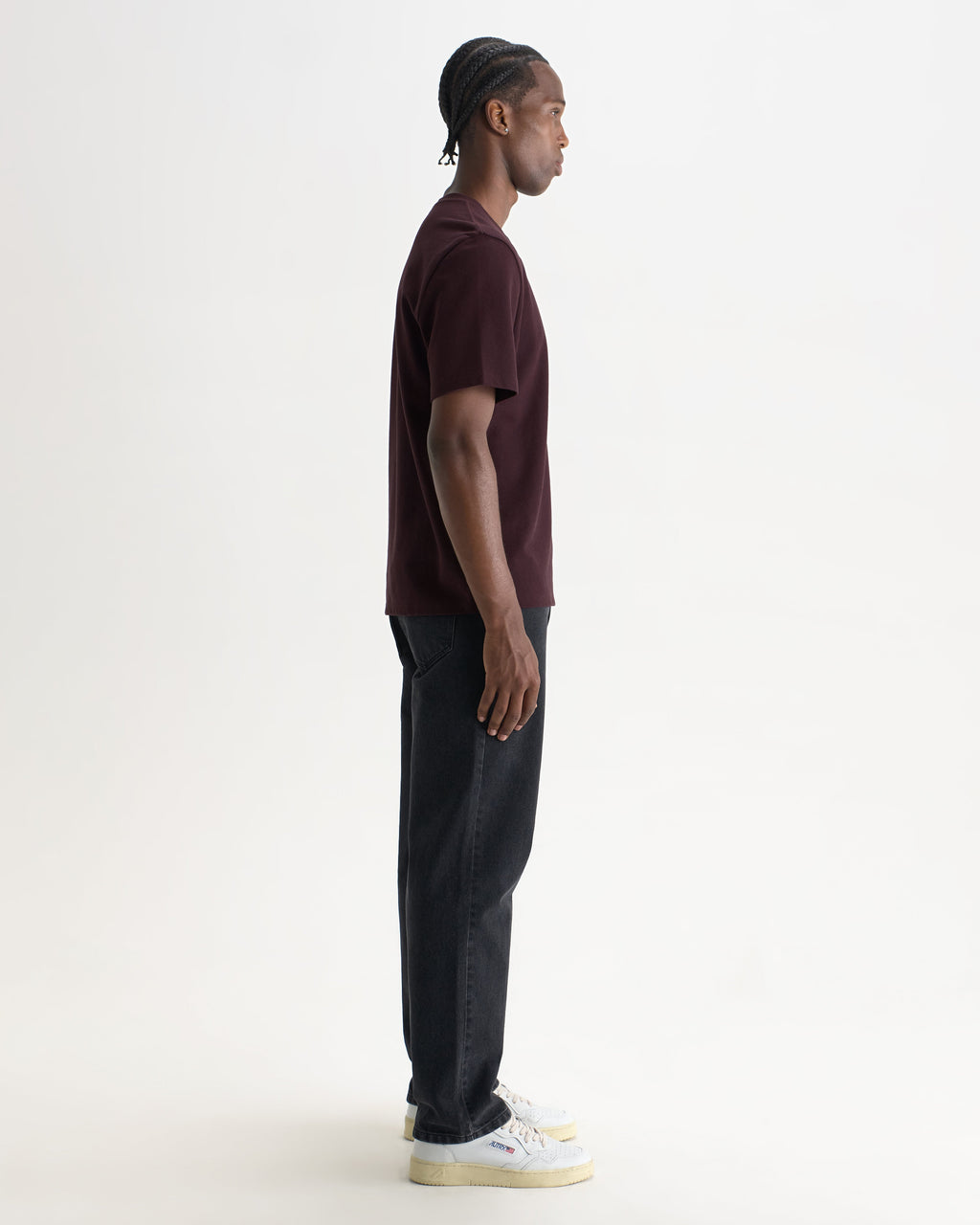 Dean - Dark Purple Textured Organic Cotton T-Shirt