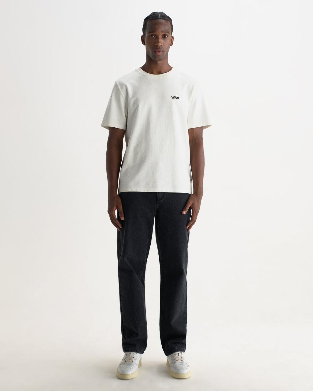 Dean - Off White And Black Painted Flower Print T-Shirt