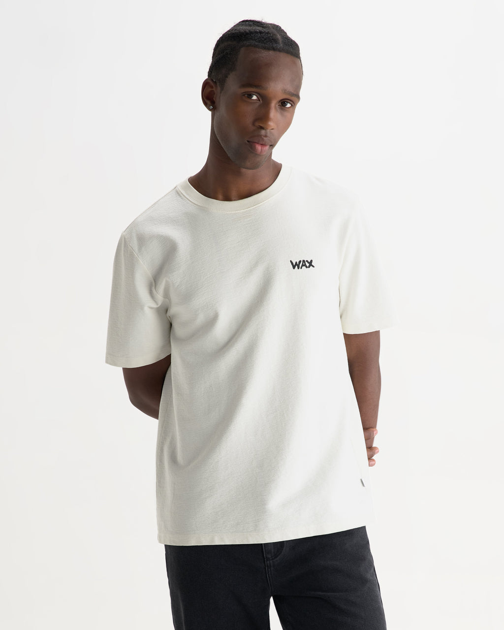 Dean - Off White And Black Painted Flower Print T-Shirt